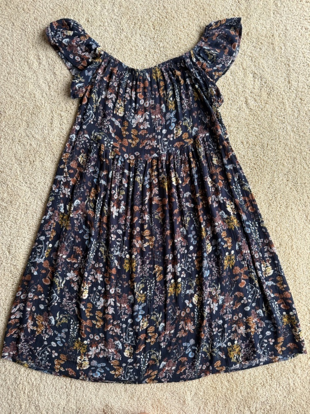 Mystree Off Shoulder Floral Dress S Boho Peasant Mini Smocked Cottagecore Women